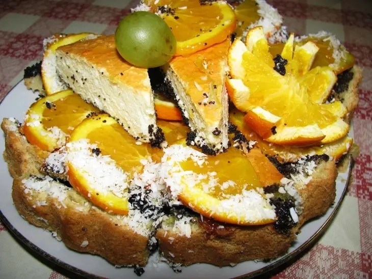 Творожно-апельсиновый пирог с "чёрной икрой" :) или яркой маковой прослойкой: шаг 8
