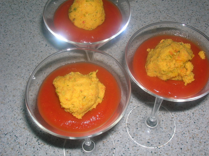 Новогодняя закуска " креветочные шарики на томатном желе" ( конкурс): шаг 12