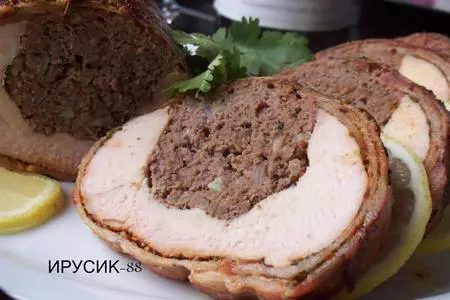 Рулет из индюшки  с говядиной в беконе: шаг 9