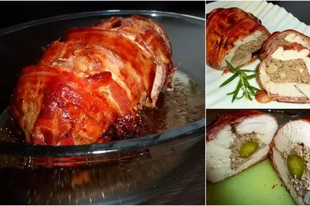Рулет из индейки мясо-мясо-огурец: шаг 4