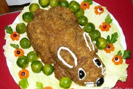 Мясной рулет на новый год "кролик": шаг 5