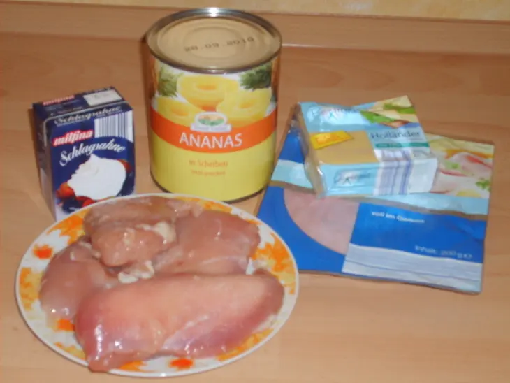 Шницель "по гавайски" с соусом карри: шаг 1