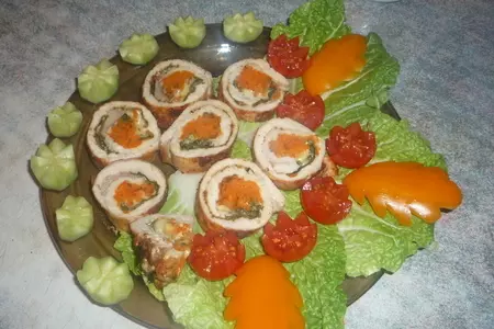 Куринный рулет с морковкой и сыром.: шаг 5