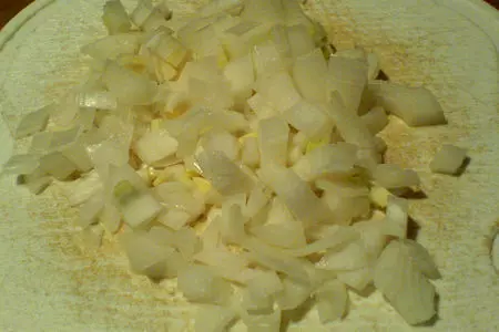 Тёплый рисовый салат с ветчиной: шаг 2