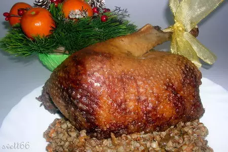 Гусь рождественский с гречкой и белыми грибами: шаг 14