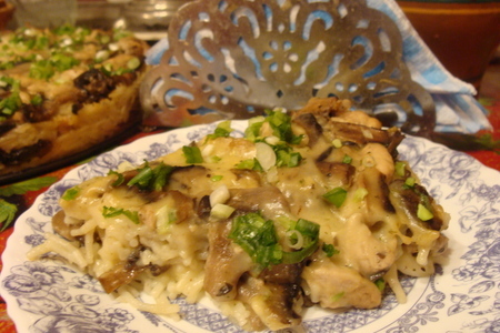 Запеканка макаронная с грибами, куриным филе в сырном соусе.: шаг 7