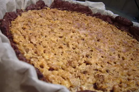 Шоколадный пирог с грецкими орехами и сливочной карамелью.: шаг 1