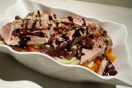Салат с форелью копченой и кунжутом: шаг 3