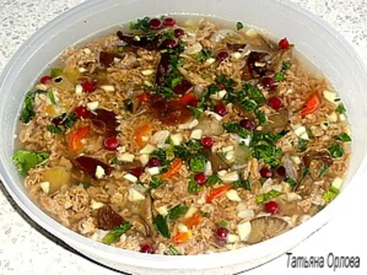 Холодец из 4-х сортов мяса с грибами: шаг 5