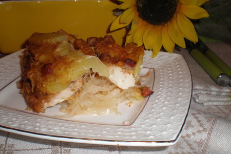 Запеканка из квашеной капусты с курицей и картофелем: шаг 7