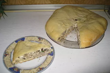 Осетинский пирог с курицей грибами и сыром: шаг 5