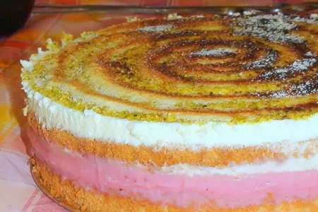 Торт, с клюквенным курдом, сливочно-шоколадным суфле и посыпкой из фисташек. очень эффектный!: шаг 10