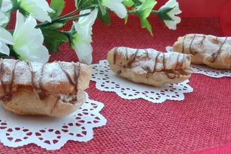 Эклеры, с шоколадно-карамельным, очень  воздушным кремом: шаг 7