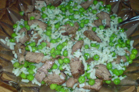 Салат из риса,зелёного горошка и жареной говядины: шаг 8