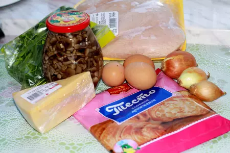 Грибы с курицей и сыром: шаг 1