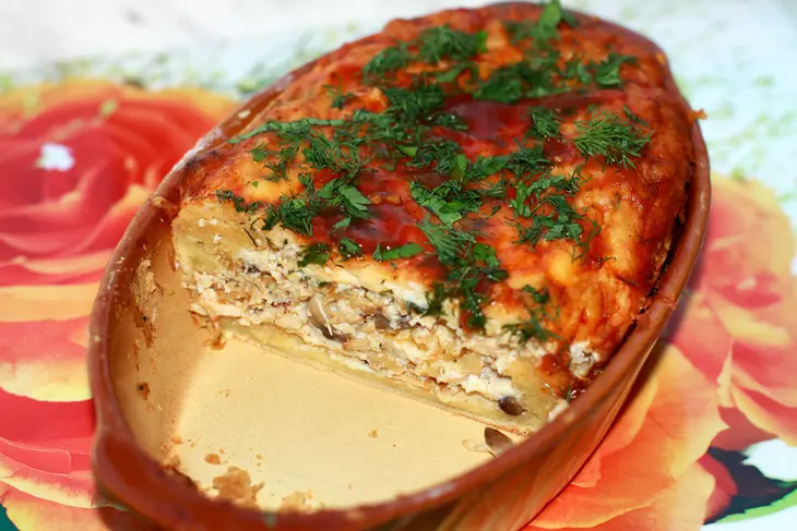 Грибы с курицей и сыром: шаг 5