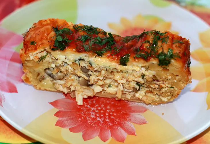 Грибы с курицей и сыром: шаг 6