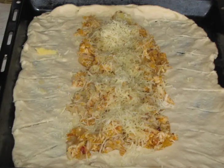 Рулет плетёный с тыквой и мясом: шаг 2