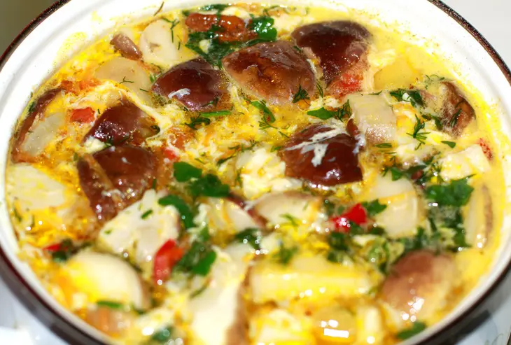 Грибной супчик с рисом и яйцом.: шаг 5