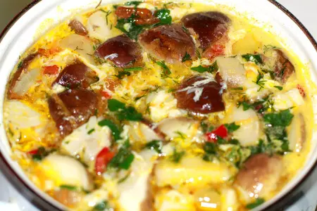 Грибной супчик с рисом и яйцом.: шаг 5