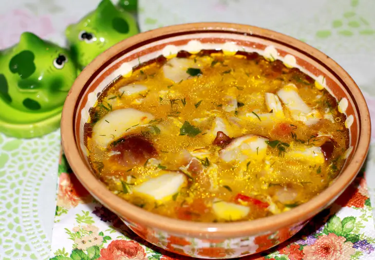 Грибной супчик с рисом и яйцом.: шаг 7