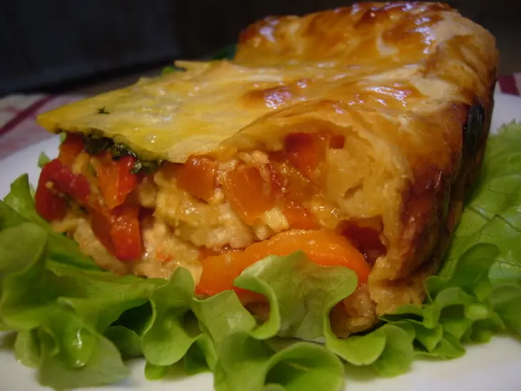 Ооочень сырный пирог с печёными перцами.: шаг 2