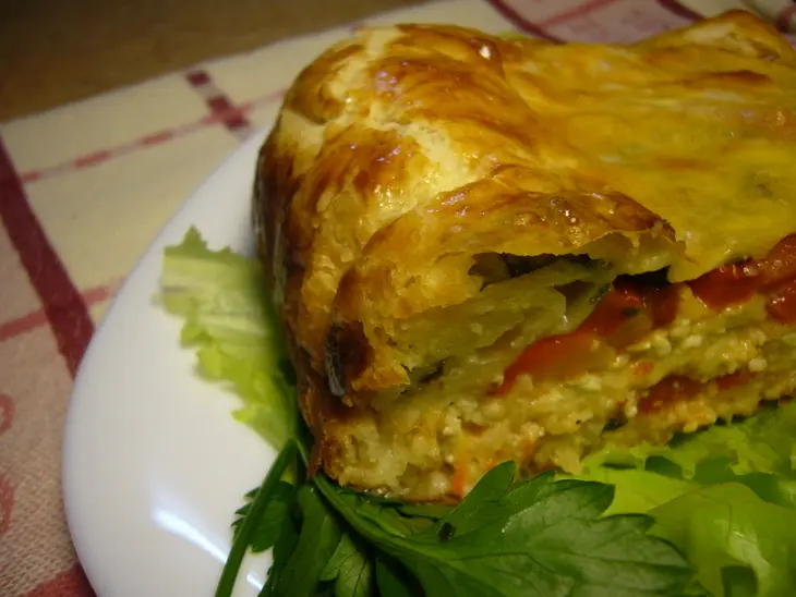 Ооочень сырный пирог с печёными перцами.: шаг 4