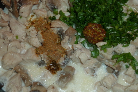 Фузилли с курицей и грибами в соусе с гарам масалой: шаг 4
