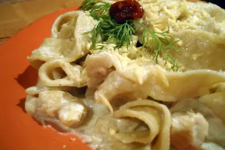 Папарделле в сливочно-грибном соусе с курочкой: шаг 4