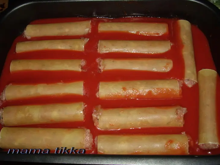 Каннеллони с индейкой, двойными  соусом и сыром: шаг 5