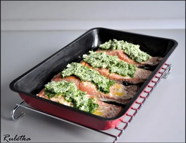 Красная рыба с укропным маслом и апельсиновым фенхелем.: шаг 6