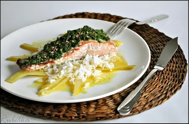 Красная рыба с укропным маслом и апельсиновым фенхелем.: шаг 9