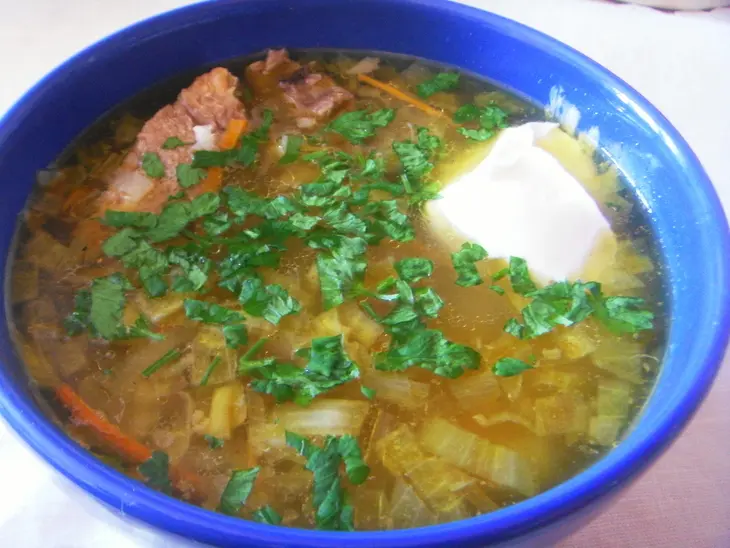 Рассольник с мясом и сухими белыми  грибами: шаг 5