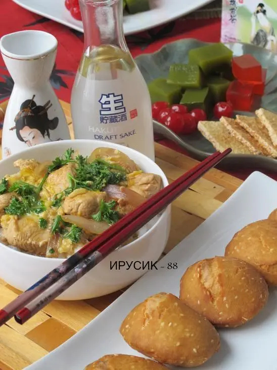 Oyakodon 親子丼 яичница с курицей в кипящем соусе дамбури.: шаг 18