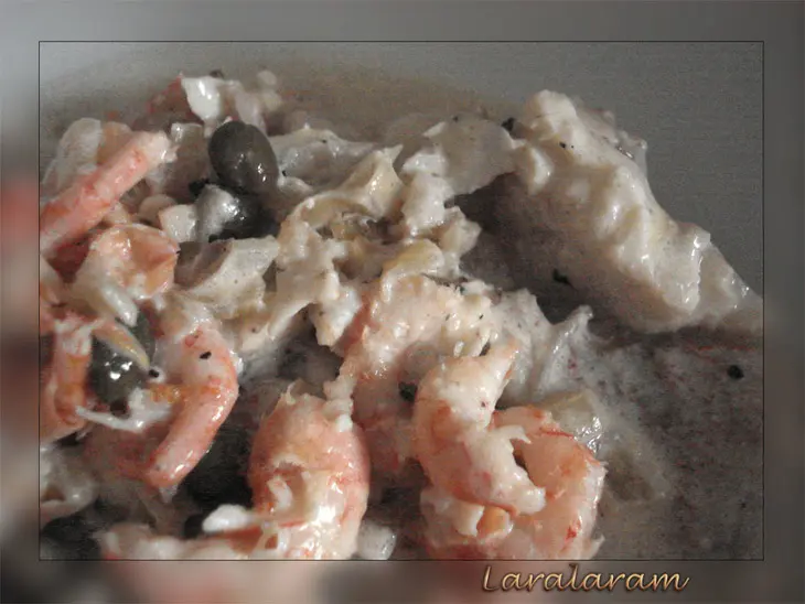 Рыбное да с креветками рагу - в соусе с каперсами: шаг 12