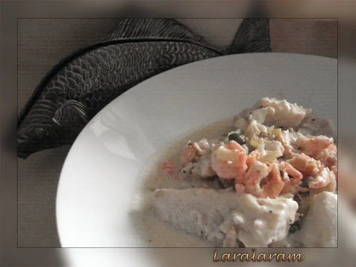 Рыбное да с креветками рагу - в соусе с каперсами: шаг 13