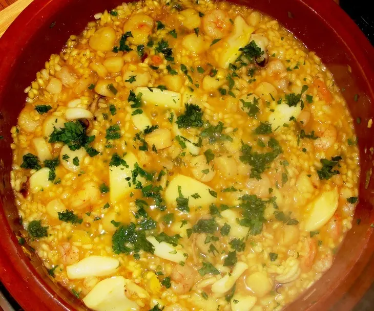 Рис с морскими гребешками и каракатицей...: шаг 7