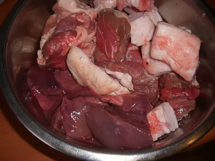 Печеночно-мясная домашняя колбаса: шаг 1