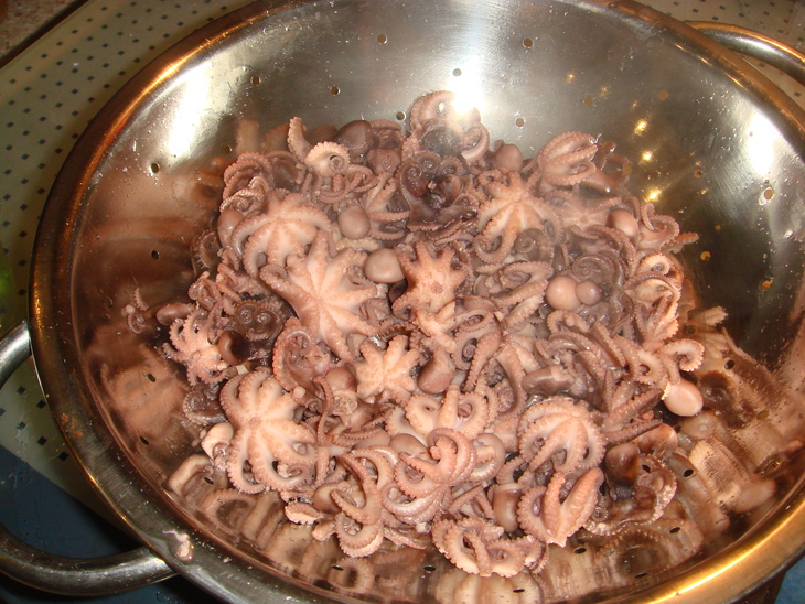 Мини осьминоги в остром соусе с чесночными гренками: шаг 10