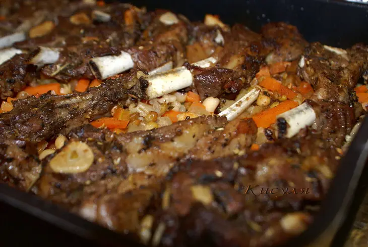 Баранья корейка с гарниром из бобовых и перловки: шаг 6