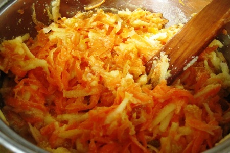 Солнечные морковные биточки с курагой, изюмом, яблоком для таси и ее мамы наташи: шаг 3