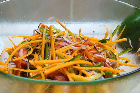 Острый овощной салат с куриными желудками.: шаг 2