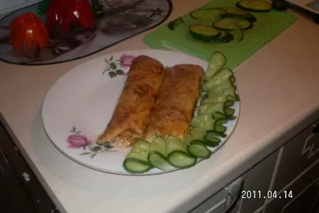 Омлетный блинчик с мясом: шаг 12
