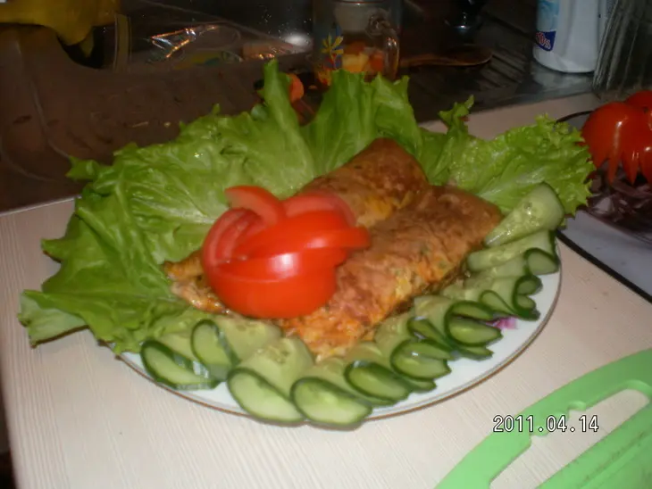 Омлетный блинчик с мясом: шаг 13