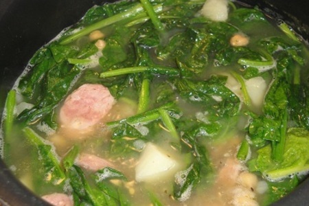 Нутовый суп с шпинатом и колбасками для гриля ! ! !: шаг 6