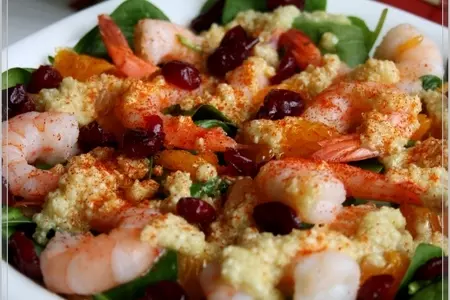 Салат из шпината с грейпфрутом,мандарином и креветками: шаг 5