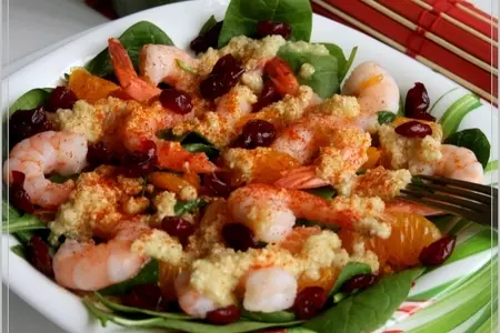 Салат из шпината с грейпфрутом,мандарином и креветками: шаг 6