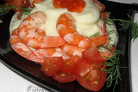 Креветки с кремом из цветной капусты и красной икрой: шаг 4