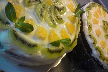 Торт «сливочные облака" с кремом-суфле и фруктами: шаг 6