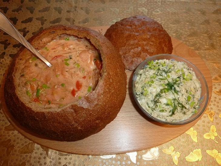 Украиский постный борщ в хлебе с "подарком от шеф -повара": шаг 9